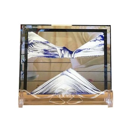 3D Landskab Bevægelig Sand Maleri Dynamisk Sand Billede Flydende Sand Maleri Timeglas Dekor Blå 18.5x22cm