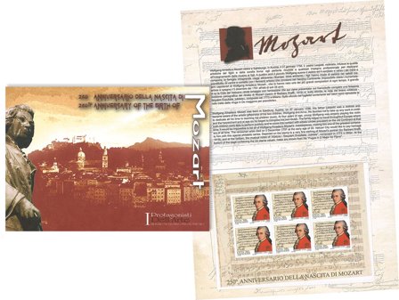Vatikanet - 250-året for Mozarts fødsel - Præsentationsmappe med miniark 6v