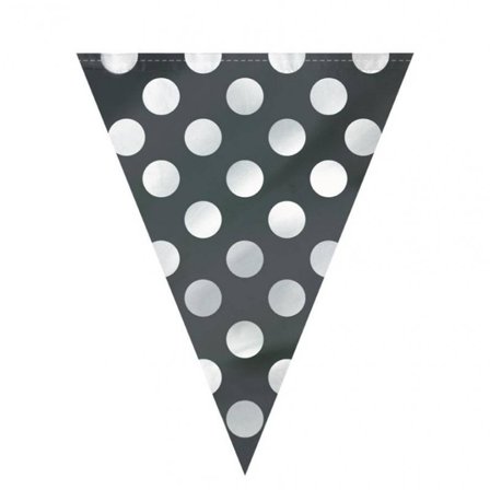 Flaggbanderoll prickig svart 365 cm