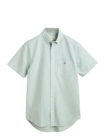 GANT Reg Classic Oxford Stripe Ss Shirt - Green - M