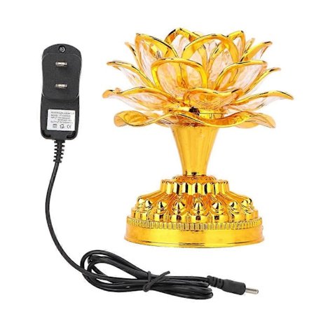 LED Lotuslampa Hem Buddha Lampa Guld med 36 Sånger med 110-240 V Ingen Batteri Leverans (FMY)
