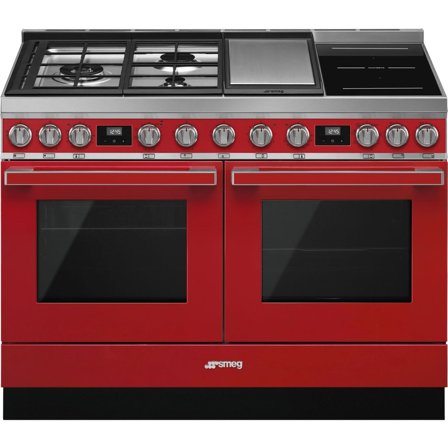 Smeg CPF120IGMPR Portofino gas-/induktionsspis, röd | Vitvaror > Spisar > Gasspis | Bagaren och Kocken