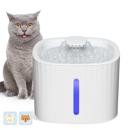 3L Vandfontæne til Hund og Kat, Lydløs Katte Vanddispenser med LED Lys