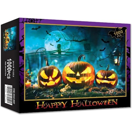 Halloween Puslespil til Voksne 1000 Brikker, Spøgelseshus Gyser Puslespil, Hexe Spøgelse Græskar Kranium Puslespil, Efterår Puslespil