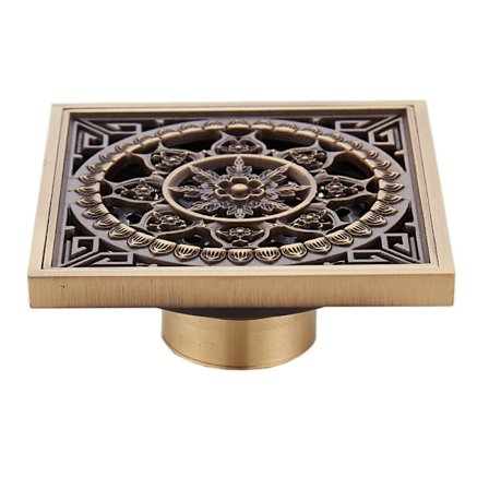 Gulvafløb 10 x 10 cm Kvadrat Messing Anti-lugt Gulv Bad Bruser