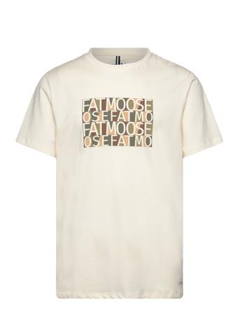 Logo Cotton Tee T-shirts Short-sleeved Creme Fat Moose*Betinget Tilbud