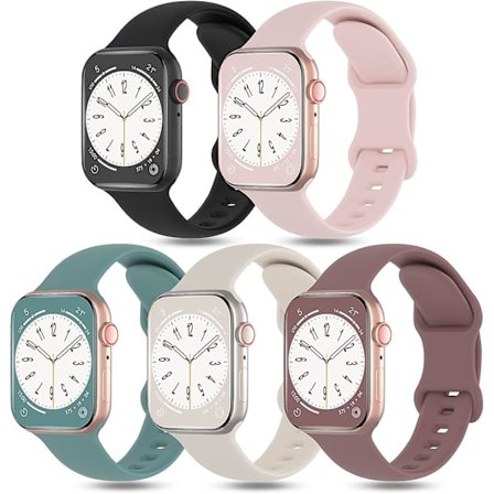 Heytea 5-pakning sportsarmbånd kompatible med Apple Watch-armbånd 49 mm 45 mm 44 mm 42 mm 41 mm 40 mm 38 mm, myk silikonreim erstatningsarmbånd for 