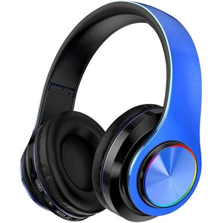 Hopfällbara Bluetooth-hörlurar - Trådlösa over-ear-hörlurar med LED-ljus och inbyggd mikrofon, Hi-Fi-bas, stereoljud för musik, spel, DJ