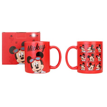 Tegneserie keramisk krus gaveæske, krus, kaffekrus, festlig tegneserie kop, sød vandkop (Rød 360ml)