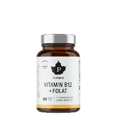 Pureness Vitamin B12 Plus Folat Bringebær 60 sugetabletter