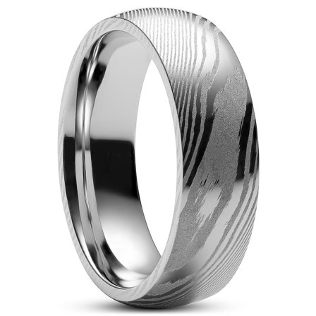 Fortis | 7 mm Anillo de acero de Damasco para hombres - Anillos de acero