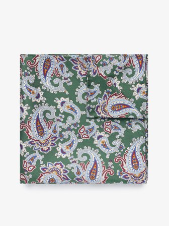 John Henric Men's Grünes Paisley Einstecktuch Size Onesize
