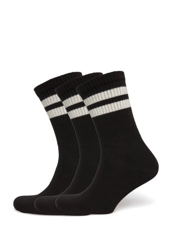 Weekday 3-Pack Striped Sport Socks - Black - 40-42