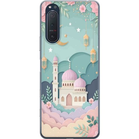 Kompatibelt Mobildeksel til Sony Xperia 5 II Håndtegnet reiseinspirert mønster med verdenskart, fly, hjerter og vintage eventyrtema