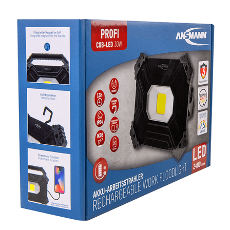 ANSMANN Arbeidslampe oppladbar 2.800lumen med magnet