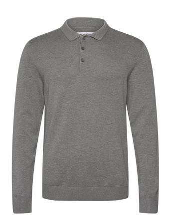 Jjfred Knit Ls Polo Aw24 Tops Knitwear Long Sleeve Knitted Polos Grey Jack & J S
