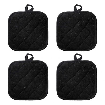 4 stk. Grytekluter for matlaging og baking i ovn, mikrobølgeovn-sikker grilling, 18*18cm Svart