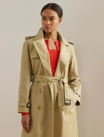 Lauren Ralph Lauren Double-Breasted Belted Trench Coat - Beige - S
