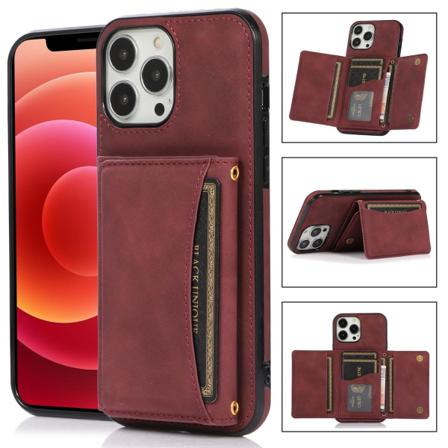 Skal/fodral Plånboksfodral Korthållare För Iphone 14 Plus 6.7 Tu Vinröd