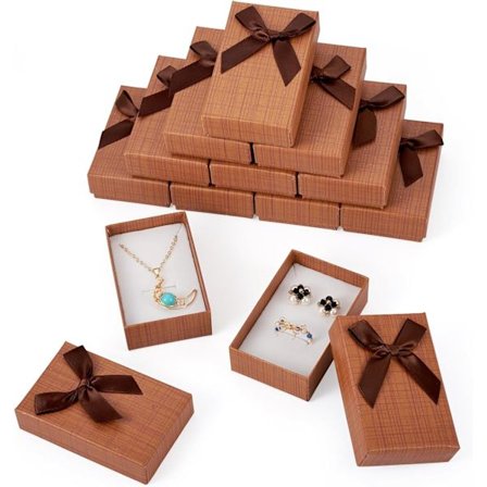 Smykke Gaveæsker, 12-pak Tomme Papemballage med Sløjfe, Displayæsker til Halskæder, Ringe og Øreringe