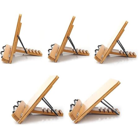1pc Bamboo Book Stand, Adjustable Book Holder Tray And Page Paper Clips-cookbook