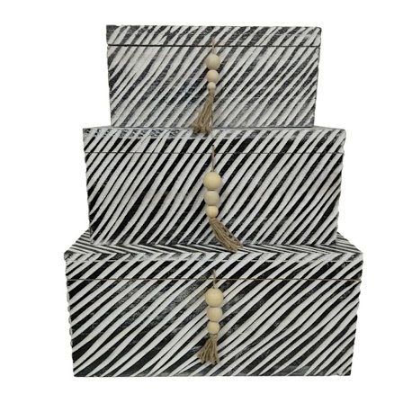 Træopbevaringskassesæt, 3 dele, 64x44x30 cm, brun/beige