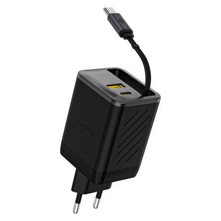 Dudao GaN 67W vægoplader med indbygget USB-C-kabel