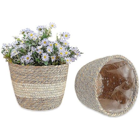 Seagrass Planterkurv 2 stk Håndvevde Blomsterkurver