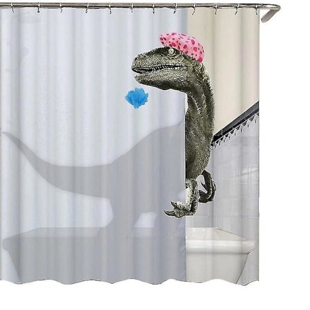 Söt Dinosaurie Badprint Vattentät Duschdraperi