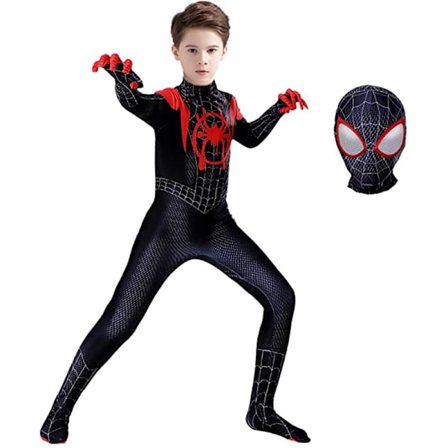 Børne Miles Morales Kostume Spider-Man Cosplay Halloween Sæt zy 120cm wz