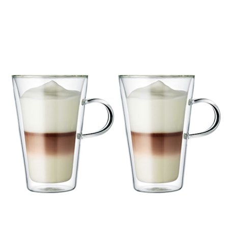 2-pak dobbeltvæggede, højtemperaturbestandige borosilikat isolerede glasvandflasker, 400 ml rejsekrus