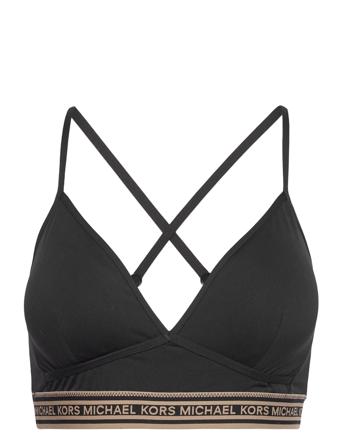Logo Elastic Sporty Bralette Black Michael Kors Swimwear