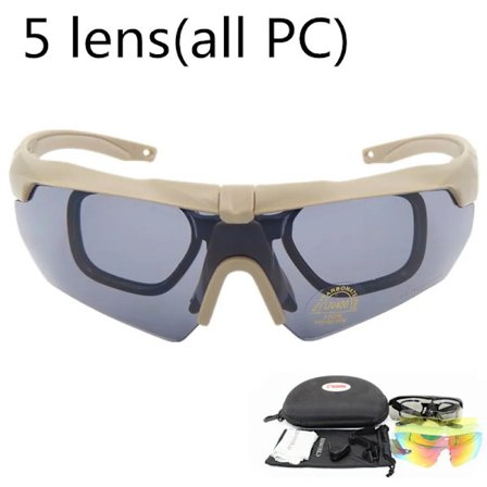 Polariserade högkvalitativa solglasögon TR90 militärglasögon, 5 linser skottsäkra arméns taktiska glasögon, skytteglasögon