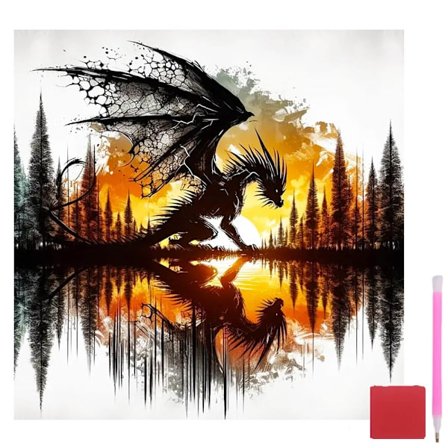 Drage Diamant Kunst Sæt til Voksne, Silhuet Drage Diamant Maleri Sæt, Fuld Bor Rund Diamant Kunst, DIY Ædelsten Kunst og Håndværk til 