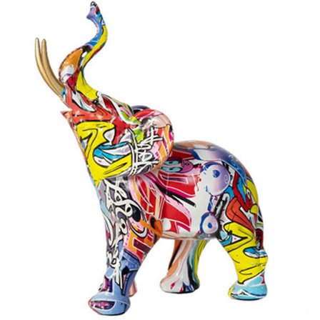 Harpiks Elefant Skulptur Ornamenter Kreativ Håndværk Bordplade Statue til Stue Soveværelse Dekoration (FMY)