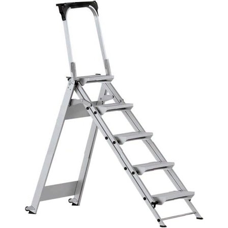Zarges Z500 Compactbocken Stegpall 5 steg med säkerhetsbygel, Stegar & ställningar