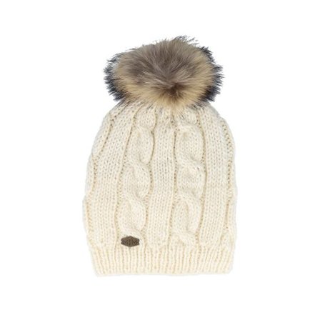 MJM Hats - Vit Beanie - Pauline Wool/acrylic Off White/Natural Racoon Pom @ Hatstore