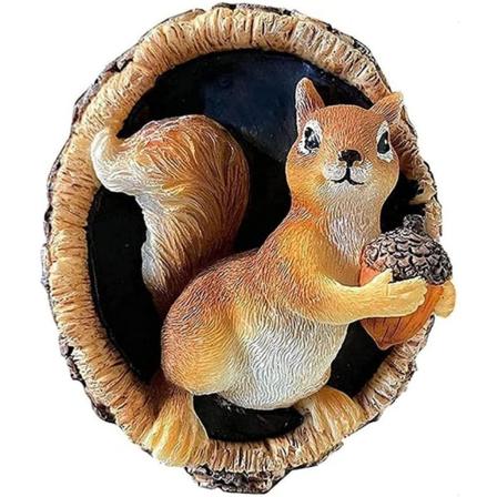 Havehave Træ Ansigt Ornamenter, Udendørs Egern Statue, Have Dekoration