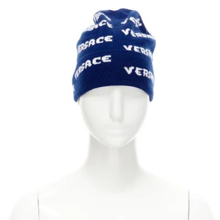 Versace Pre-owned, Pre-owned Wool hats Blauw, Dames, Maat:ONE Size,wol