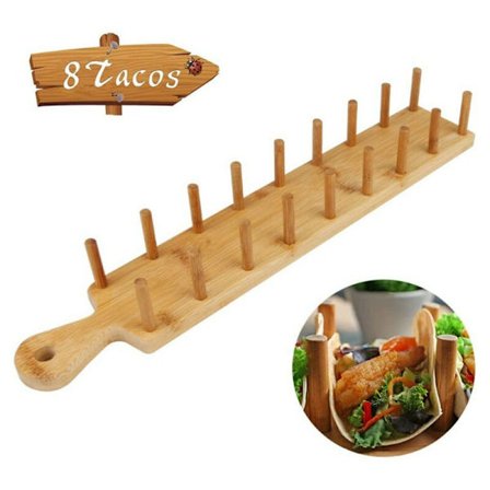 Bambus Taco Bakke med Tænger, Taco Holder