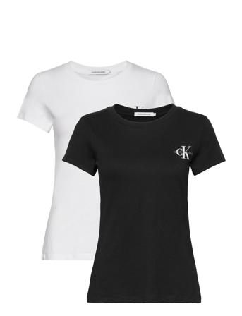 2-Pack Monogram Slim Tee T-shirts & Tops Short-sleeved Svart Calvin Klein Jeans*Betinget Tilbud