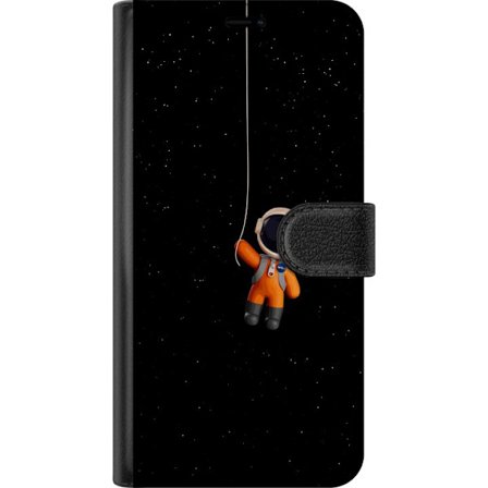 Kompatibel Tegnebogsetui til Motorola Moto G15 Power Astronaut hænger i tov i rummet mod stjernene, minimalistisk sci-fi motiv perfekt til rumfans
