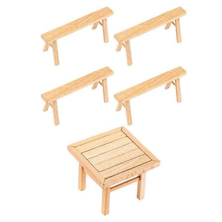 1 Set Trämodell Monteringsleksak Bord och Stolar Pusselleksak DIY Byggsats[D]