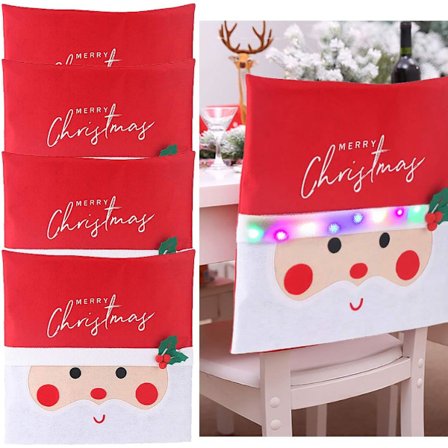 4 st LED Julstolsöverdrag Ljusa upp Stolsrygg Kapselöverdrag Din