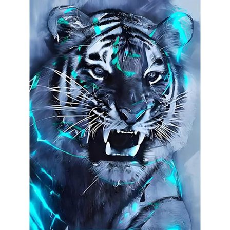 5D Diamantmaleri Kits, DIY Tiger Diamantmaleri, 30 x 40 cm