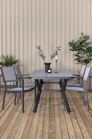 Venture Home - Matgrupp Virya med 4st matstolar Copacabana - Grå - Matgrupper - Från Homeroom