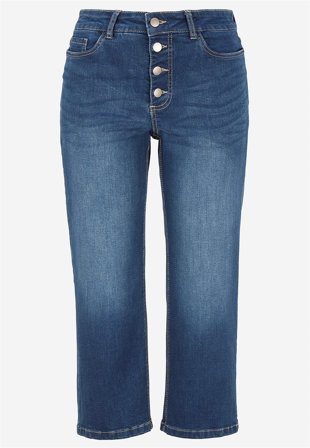Cellbes of Sweden - Crop jeans med knaplukning i mørkeblå / denim til damer i størrelse 42