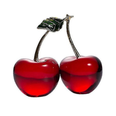 Krystallhåndverk skrivebord kjøkken og spisestue ornament, stort rødt kirsebær, kunstig plante- og frukt ornament.