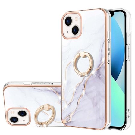 SKALO iPhone 14 Marmor TPU Skal Med Ring - Motiv 3