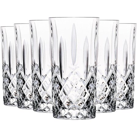 Crystal 6X 410ml Kristallglas Highball Glas - Hi-Ball Cocktail Juice Tumblers Glass Set - Tillverkad i Italien